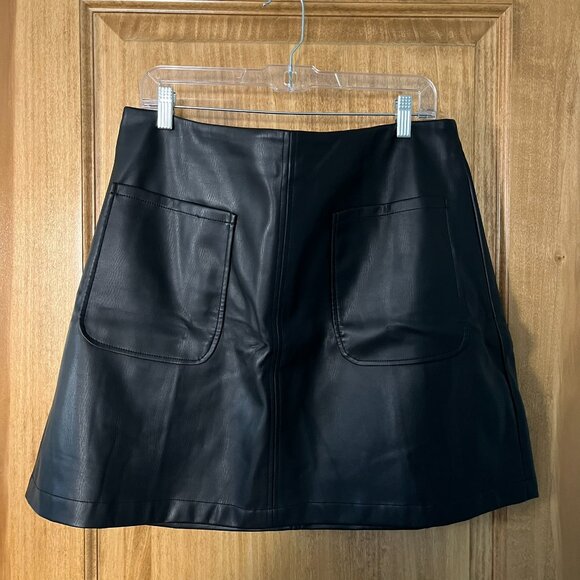 Anthropologie | Maeve Faux Leather A-Line Mini Skirt | Black, XL - Picture 10 of 14